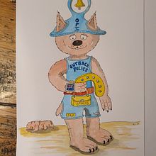 Officer Lola von der Outback Police in Coober Pedy - Australia. Een project van Traditionele illustratie, Ontwerp van personages, Schilderij,  Schetsen,  Tekening, Aquarelschilderen, Stor, telling,  Artistieke tekening, Kinderillustratie y Verhaallijn van Kai Möller - 15.01.2024