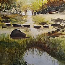 My project for course: Natural Landscapes in Watercolor. Een project van  Beeldende kunst, Schilderij y Aquarelschilderen van Glorieux Ludwig - 15.01.2024