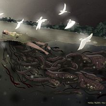 Digital concept illustration: : The River. Ilustração digital, Desenho digital e Ilustração editorial projeto de Marie Nogues - 16.01.2024