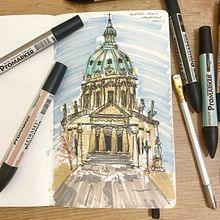 Frederik’s Church - Copenhagen. Sketching, Drawing, Architectural Illustration, Sketchbook & Ink Illustration project by eliselpicot - 01.18.2024