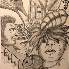 first collage, first ink... . Drawing project by Klaudia Traczyk - 01.20.2024