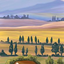 Tuscany landscape painting. Painting, and Digital Illustration project by Aurelie Antonio - 11.22.2023