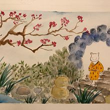 Mon projet du cours : Illustration à l’aquarelle de style japonais. Traditional illustration, Drawing, and Watercolor Painting project by cecile_bd - 01.20.2024