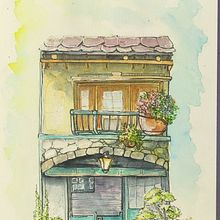 Mon projet du cours : Illustration de scènes attrayantes à l'aquarelle et à l'encre. Un progetto di Bozzetti, Pittura ad acquerello, Illustrazione architettonica e Illustrazione con inchiostro di naoa_naval - 20.01.2024