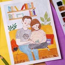 Mi proyecto del curso: Ilustración lúdica con acuarela y lápices de color. Projekt z dziedziny Trad, c, jna ilustracja,  Malarstwo, Malowanie akwarelą, Portret, R i sowanie kredkami użytkownika Cristina González - 22.01.2024