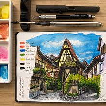 Mi proyecto del curso: Cuaderno de viaje en acuarela. Projekt z dziedziny Trad, c, jna ilustracja, Malowanie akwarelą,  R, sunek architektoniczn i Sketchbook użytkownika sergio_flauta - 23.01.2024