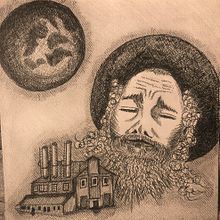  The moon is jewish - illustration inspired by the 2011 film "The Moon is Jew".. Drawing project by Klaudia Traczyk - 01.24.2024