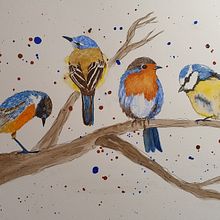 My project for course: Artistic Watercolor Techniques for Illustrating Birds. Projekt z dziedziny Trad, c, jna ilustracja, Malowanie akwarelą, R, sunek realist, czn, Ilustracja naturalist i czna użytkownika Kate P - 24.01.2024