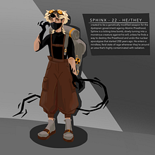 Character design - Sphinx . Design de personagens projeto de Robin - 03.02.2023