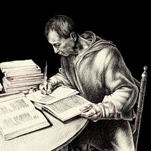 SAN JERÓNIMO ESTUDIANDO. Traditional illustration, Fine Arts, Creativit, Drawing, Realistic Drawing, Artistic Drawing, Ink Illustration, Editorial Illustration, and Naturalistic Illustration project by Adán Aryas - 01.27.2024