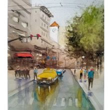 Mi proyecto del curso: Paisajes urbanos en acuarela. Projekt z dziedziny  Sztuki piękne, Malowanie akwarelą,  R i sunek architektoniczn użytkownika Cristián Opazo - 27.01.2024