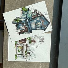 My project for course: Expressive Architectural Sketching with Colored Markers. Sketching, Drawing, Architectural Illustration, Sketchbook & Ink Illustration project by Whitney Vanwaters - 01.28.2024