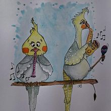 Calopsitas maluquinhas. Un proyecto de Ilustración tradicional, Diseño de personajes, Pintura, Bocetado, Dibujo, Pintura a la acuarela, Stor, telling, Dibujo artístico, Ilustración infantil y Narrativa de Cristina Colato - 28.01.2024