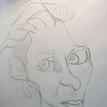 Erster Versuch für den Kurs: Karikaturporträt mit Graphit. Traditional illustration, Drawing, and Portrait Drawing project by Gaby Wolfert - 01.31.2024
