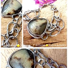 Raw bracelet with dragon stone - septaria, tin-plated copper, Made using the Tiffany method.Chain bracelet, bracelet with natural stone. Accessor, Design, Design, Arts, Crafts, Fine Arts, Fashion Design, Jewelr, and Design project by Hanna Dehnhard - 02.04.2024