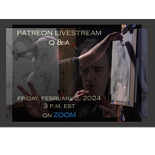 Patreon Livestream Q & A: February 2024, free video. Een project van Traditionele illustratie, Film, video en televisie,  Art direction, Craft,  Design management, Educatie,  Beeldende kunst, Beeldhouwwerk,  Video,  Creativiteit,  Tekening, Tekening met potlood, Realistische tekening,  Portrettekening,  Artistieke tekening, Instagram,  Acr, lschilderij,  Olieverfschilderij, Digitale tekening, Naturalistische illustratie, Schilderen met gouache, Anatomisch tekenen y Tekenen met kleurpotloden van Dan Thompson - 05.02.2024