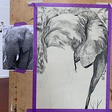 Elephant in charcoal. Un progetto di Disegno di Debbie Plain - 05.02.2024