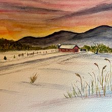 Waiting for the thaw. Un proyecto de Bellas Artes, Pintura, Bocetado, Pintura a la acuarela e Ilustración naturalista				 de Lesa Crisp - 01.02.2024
