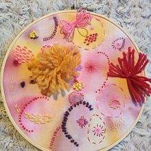 Mon projet du cours : Techniques élémentaires de broderie et d’aquarelle. Painting, Watercolor Painting, Embroider, and Textile Design project by Pascale Lepage - 12.01.2023