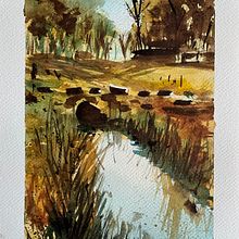 My project for course: Natural Landscapes in Watercolor. Un proyecto de Bellas Artes, Pintura y Pintura a la acuarela de peter_newton_j - 09.02.2024