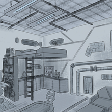 Cyberpunk studio apartment. Esboçado projeto de angelicadovnar_1 - 09.02.2024