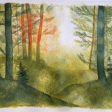 Mon projet du cours : Paysages oniriques à l'aquarelle : capturez la lumière. Pintura, e Pintura em aquarela projeto de Pernilla Mercier - 09.02.2024