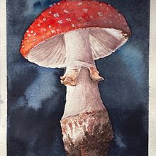 Cogumelo em aquarela. Pintura em aquarela, e Desenho projeto de Lysias Gomes - 09.02.2024