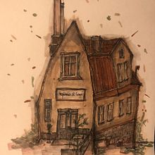 Visby, Sweden tiny hotel with pancake house. Drawing project by Klaudia Traczyk - 02.10.2024