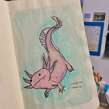 Dibujo a acuarela de ajolote. Un progetto di Disegno, Disegno artistico e Pittura ad acquerello di Maleny Estrada - 11.02.2024