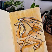 Dragón con acuarela estilo rústico. Un progetto di Disegno e Pittura ad acquerello di Maleny Estrada - 11.02.2024