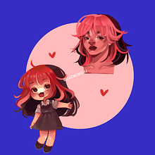 Icon y chibi . Traditional illustration, and Digital Illustration project by Jazmín Milena - 02.14.2024
