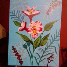 Montzera con flores. Un proyecto de Ilustración tradicional, Bellas Artes, Pintura, Pintura acrílica e Ilustración botánica de Leonora López Sánchez - 14.02.2024