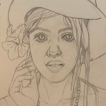 Chica con flor y sombrero. Un proyecto de Ilustración tradicional de Jaime Daroca - 19.02.2024