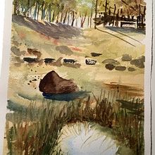 Mein Abschlussprojekt für den Kurs: Natürliche Aquarelllandschaften. Fine Arts, Painting, and Watercolor Painting project by Claudia Grönke - 02.19.2024