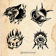Ilustrações Old School para Tatuagens. Tattoo Design, and Digital Illustration project by Jéssica de Camargo - 02.20.2024