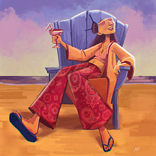 Boho Granny. Projekt z dziedziny Trad, c, jna ilustracja, Projektowanie postaci, Ilustracja c, frowa, R, sunek c i frow użytkownika Milena Kolesniak - 20.02.2024