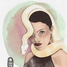 Digital portrait: The embrace of the snake. Digital Illustration, and Portrait Drawing project by Esther Charro Rivera - 02.09.2024