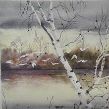 Mi proyecto del curso: Paisajes atmosféricos en acuarela. Fine Arts, Painting, and Watercolor Painting project by cristina_g_escobar - 02.25.2024
