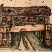 abandoned railway signal box in Pyskowice, Poland. Drawing project by Klaudia Traczyk - 02.26.2024