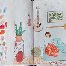 My project for course: Exploratory Sketchbook: Find Your Drawing Style. Un progetto di Illustrazione tradizionale, Bozzetti, Creatività, Disegno, Pittura ad acquerello, Sketchbook e Pittura gouache di Oksana Sycheva - 26.02.2024