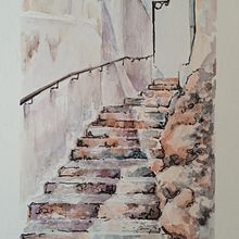 Mi proyecto del curso: Masterclass  de texturas en acuarela "Escaletes dels gats". Un progetto di Belle arti, Pittura e Pittura ad acquerello di Mari Vidal - 27.02.2024