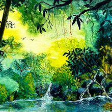 Mon projet du cours : Paysages fantastiques à l'aquarelle et à la gouache. Un projet de Beaux Arts, Peinture, Aquarelle, Illustration naturaliste , et Peinture gouache de scarolang - 27.02.2024