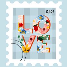 LOVE VINTAGE STAMP. Digital Illustration project by Chiara Bacchini - 02.28.2024