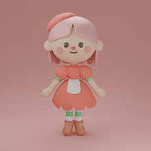 My project for course: Kawaii Character Creation in 3D with Blender. Projekt z dziedziny Trad, c, jna ilustracja, Projektowanie postaci, Ilustracja c, frowa,  Modelowanie 3D, Manga, 3D i Projektowanie postaci 3D użytkownika Ana Beatriz Julian - 27.02.2024