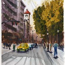 My project for course: Urban Landscapes in Watercolor. Fine Arts, Watercolor Painting, and Architectural Illustration project by Ian Dr - 12.02.2023