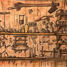 old carpentry workshop. Drawing project by Klaudia Traczyk - 02.28.2024