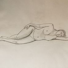 Nudo Femminile. Un projet de Beaux Arts, Créativité, Dessin au cra, on, Dessin de portrait, Dessin réaliste , et Dessin anatomique de paolagalli - 29.02.2024