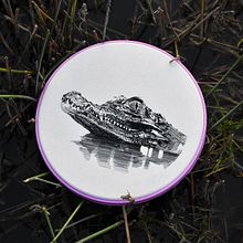 CAIMAN · DIBUJO CON HILO NEGRO. Un progetto di Ricamo di Cecilia Santamaria Mandujano - 29.02.2024