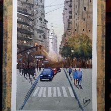 Mi proyecto del curso: Paisajes urbanos en acuarela. Projekt z dziedziny  Sztuki piękne, Malowanie akwarelą,  R i sunek architektoniczn użytkownika aleferre06 - 02.03.2024