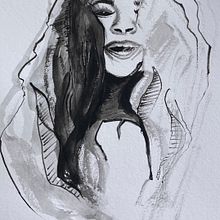 Mindful Painting with India Ink Ein Projekt aus dem Bereich Traditionelle Illustration, Bildende Künste, Malerei, Bleistiftzeichnung, Porträtzeichnung, Artistische Zeichnung, Illustration mit Tinte und Achtsamkeit von Faithlina - 02.03.2024